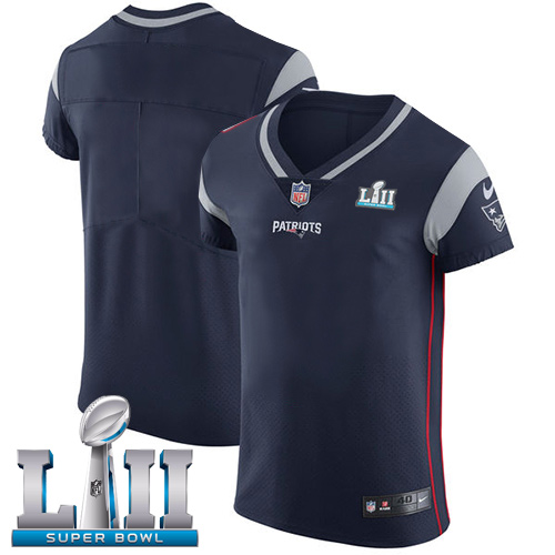 Nike Patriots Blank Navy Blue Team Color Super Bowl LII Men's Stitched NFL Vapor Untouchable Elite Jersey - Click Image to Close